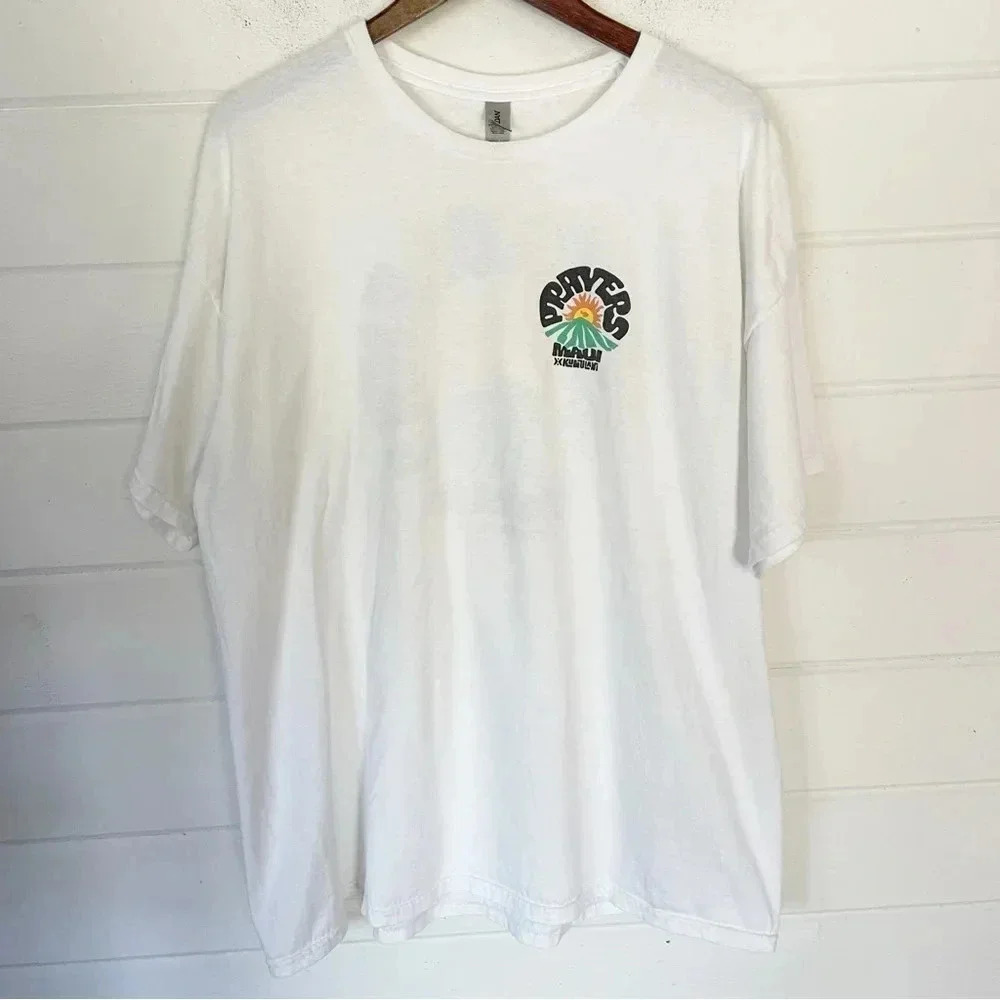 Maui Relief Unisex White Printed Short Sleeve Tee Size 2XL